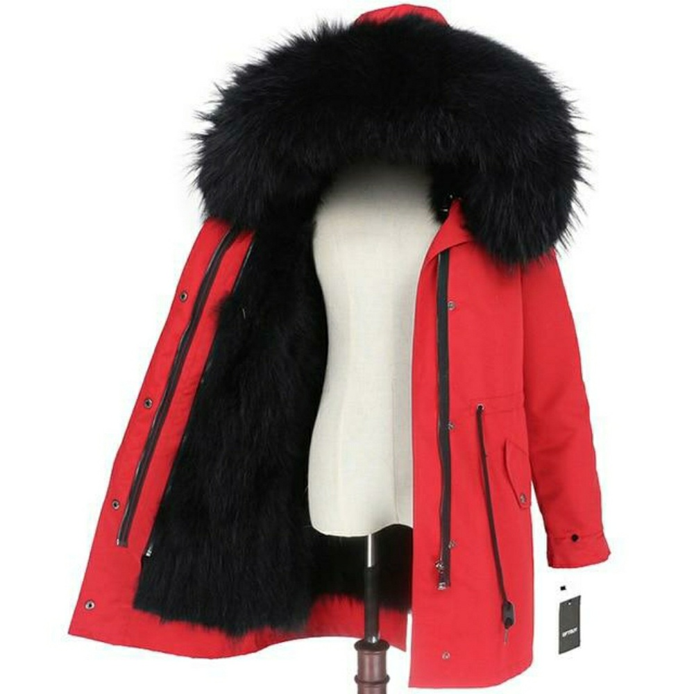 Real Fur Coat Winter Jacket Women Long Parka Water
